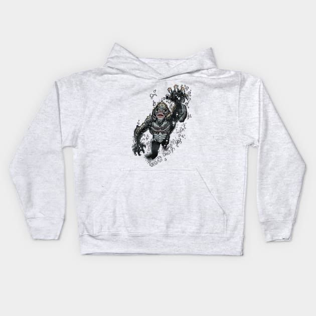 Creature from the Black Lagoon Kids Hoodie by Little Bad Wren 